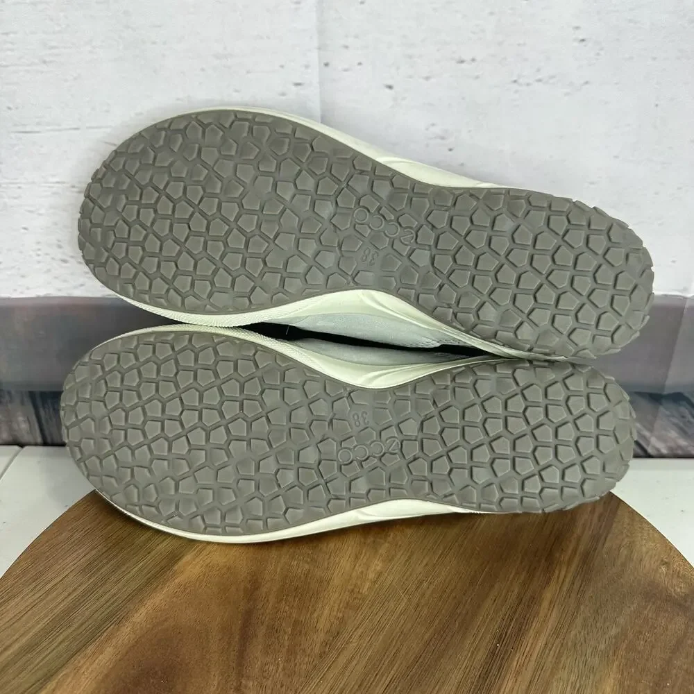 Ecco Mary Jane Shoe Womens 7 Gray Comfort Cushion Biom Flat Slip on Leather - Picture 10 of 14